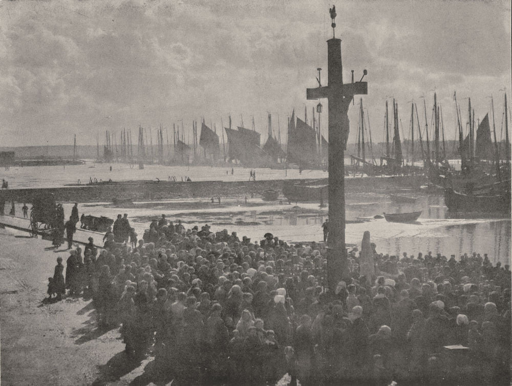 PAS- DE- CALAIS. Étaples. Départ des Pêcheurs 1900 old antique print picture